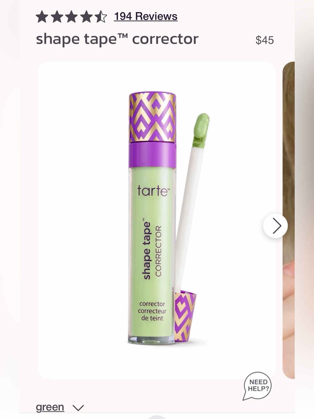 tarte Shape Tape Corrector Concealer — Green